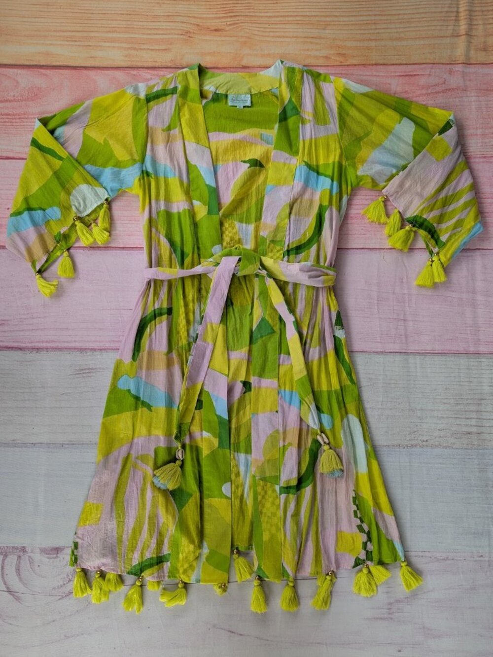 True‎ Destination Green Tassel Cotton Coverup S